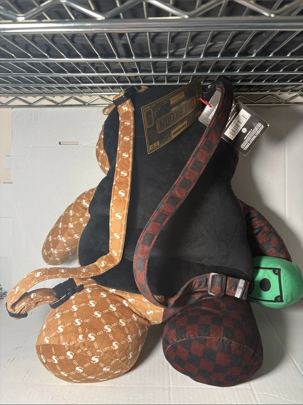 Plush Bear BackPack with Green Dollar Emblem